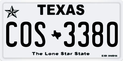 TX license plate COS3380