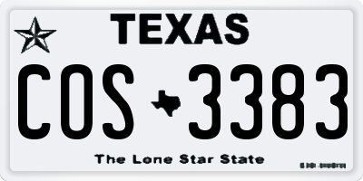TX license plate COS3383