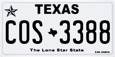 TX license plate COS3388