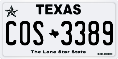 TX license plate COS3389