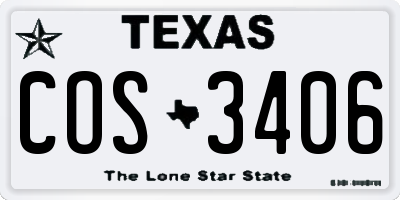 TX license plate COS3406
