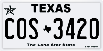 TX license plate COS3420