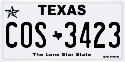 TX license plate COS3423