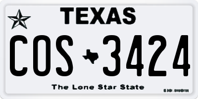 TX license plate COS3424