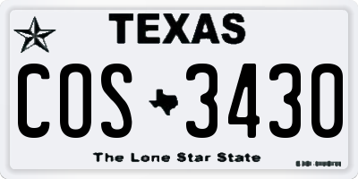 TX license plate COS3430