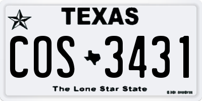 TX license plate COS3431