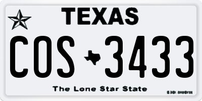 TX license plate COS3433