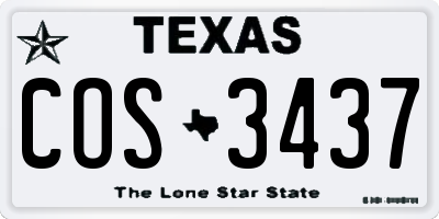 TX license plate COS3437