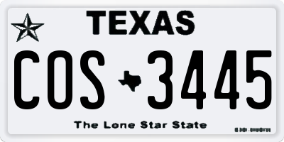 TX license plate COS3445