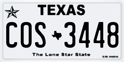 TX license plate COS3448
