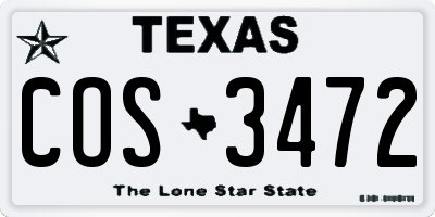 TX license plate COS3472