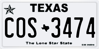 TX license plate COS3474