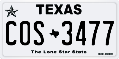 TX license plate COS3477