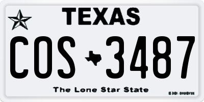 TX license plate COS3487