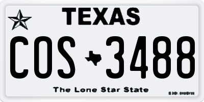 TX license plate COS3488