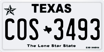 TX license plate COS3493