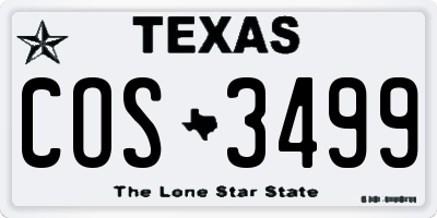 TX license plate COS3499