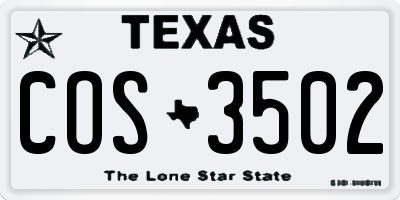 TX license plate COS3502
