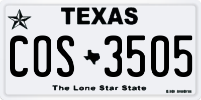 TX license plate COS3505