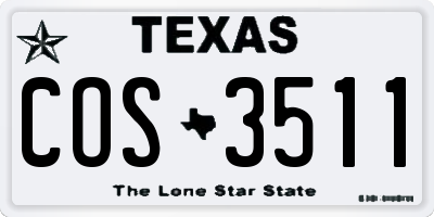 TX license plate COS3511