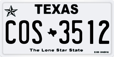 TX license plate COS3512