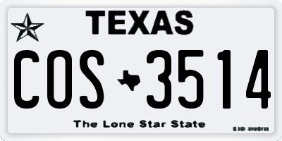 TX license plate COS3514