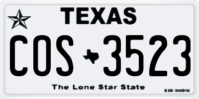 TX license plate COS3523