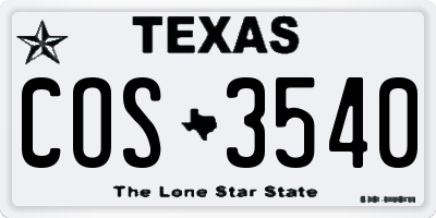 TX license plate COS3540