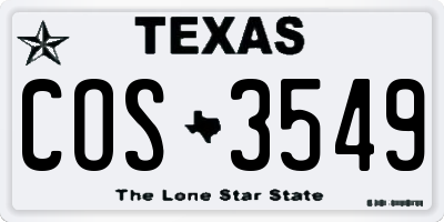 TX license plate COS3549