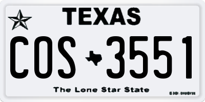 TX license plate COS3551