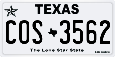 TX license plate COS3562