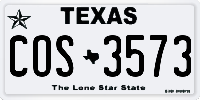 TX license plate COS3573