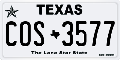 TX license plate COS3577