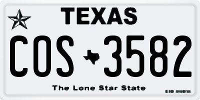 TX license plate COS3582
