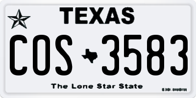 TX license plate COS3583