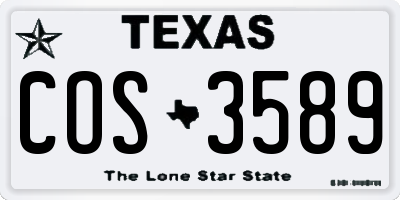 TX license plate COS3589