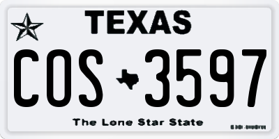 TX license plate COS3597