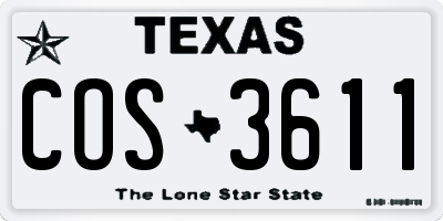 TX license plate COS3611