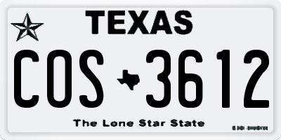 TX license plate COS3612