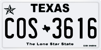 TX license plate COS3616