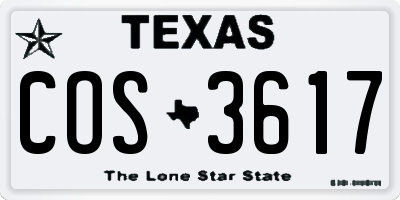 TX license plate COS3617