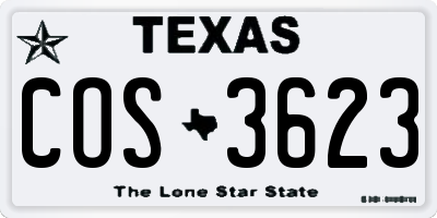 TX license plate COS3623