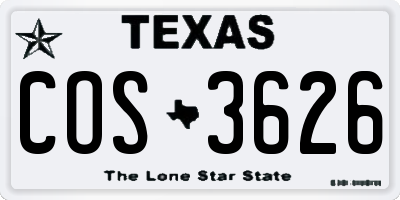 TX license plate COS3626