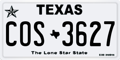 TX license plate COS3627