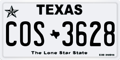 TX license plate COS3628