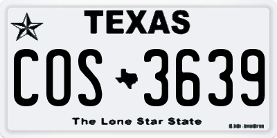 TX license plate COS3639