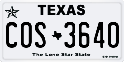 TX license plate COS3640