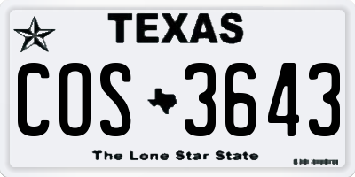 TX license plate COS3643