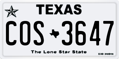 TX license plate COS3647