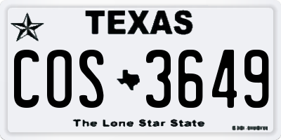 TX license plate COS3649